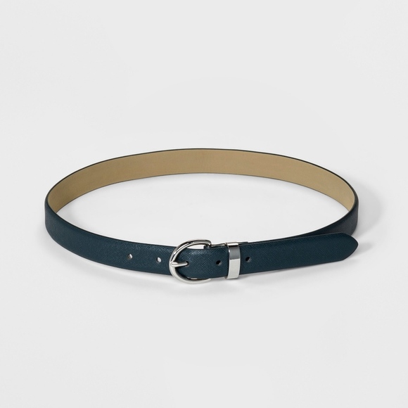 NWT A New Day Saffiano bombe belt dark green S - Picture 2 of 6